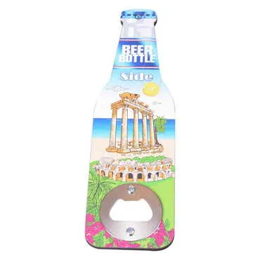 Side Themed Beer Bottle Shaped Printed MDF Wooden Bottle Opener 200x59 mm