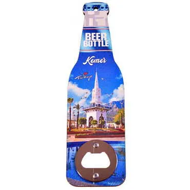 City Themed Beer Bottle Shaped Printed MDF Wooden Bottle Opener 200x59 mm