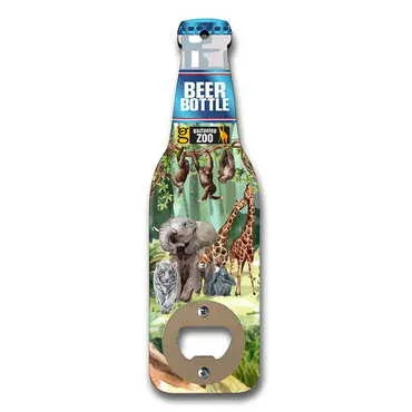 Toptan Hayvanat Bahçesi Temalı Myros Ahşap Bira Şişesi Açacak Magnet 200x59 mm