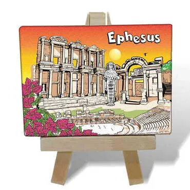Ephesus Themed Mini Print Canvas Magnet With Easel 70x100 mm - Standart
