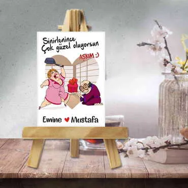 Sweetheart Themed Mini Print Canvas Magnet With Easel 70x100 mm