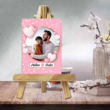 Sweetheart Themed Mini Print Canvas Magnet With Easel 70x100 mm