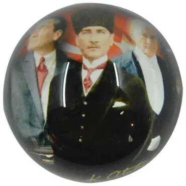 Ataturk Themed Hemisphere Glass Paperweight 6Cm