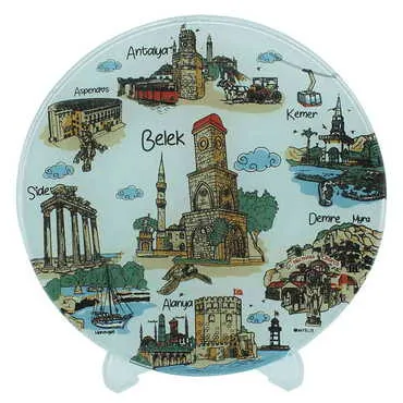Belek Themed Bespoke Printed Glass Plate 18 Cm