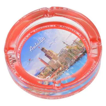 Antalya Themed Custom Printed Round Glass Ashtray - 2