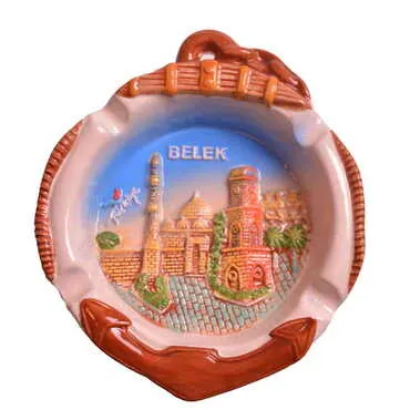 Belek Themed Anchor Shaped Ceramic Blue Ashtray
