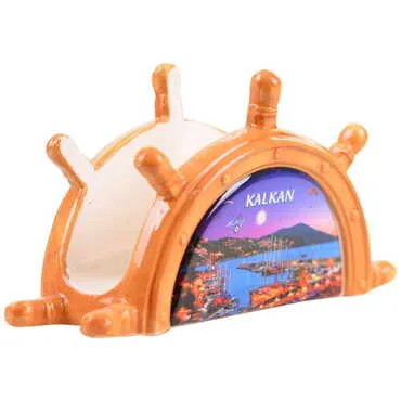Kalkan Themed Anchor Shaped Ceramic Napkin Holder - 2