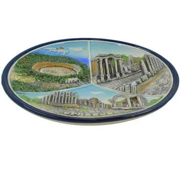Ephesus Themed Ceramic Blue Plate 15 Cm - 2