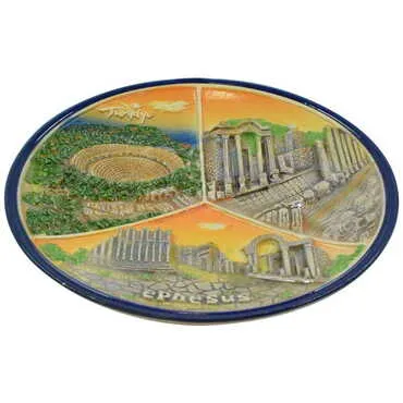 Ephesus Themed Ceramic Orange Plate 15 Cm - Standart - 2