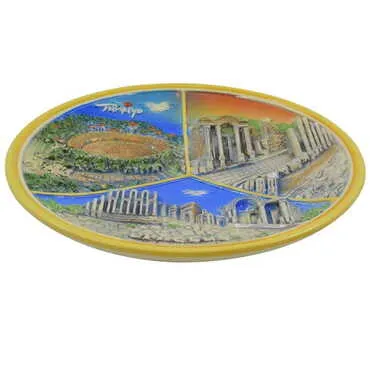 Ephesus Themed Orange Ceramic Decorative Plate 20 Cm - Standart - 2