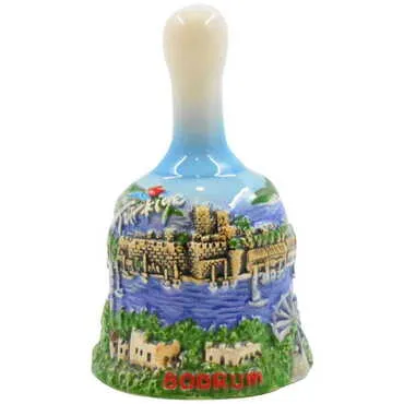 Bodrum Themed Bodrum Themed Small Size Blue Ceramic Bell - Standart - 2