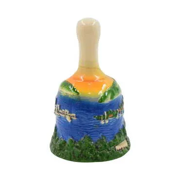 Bodrum Themed Small Size Orange Ceramic Bell - Standart - 2