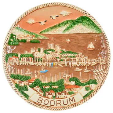 Bodrum Themed Bodrum Themed Brown Ceramic Plate 15 Cm