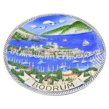 Bodrum Themed Bodrum Themed Blue Ceramic Plate 20 Cm - Standart - 2