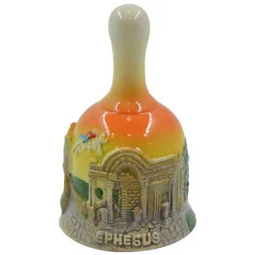 Ephesus Themed Ceramic Orange Bell Small Size