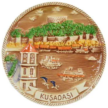 Kusadasi Themed Ceramic Brown Plate 10 Cm - Standart