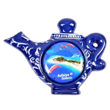 Fethiye Themed Ceramic Pot Shaped Fridge Magnet - Standart