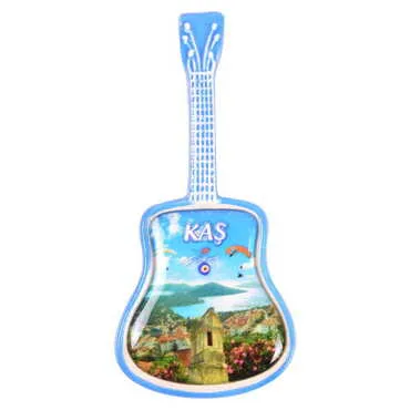 Kas Themed Ceramic Guitar Shaped Fridge Magnet