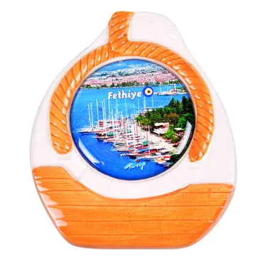 Toptan Fethiye Temalı Myros Seramik Gemi Magnet - Standart