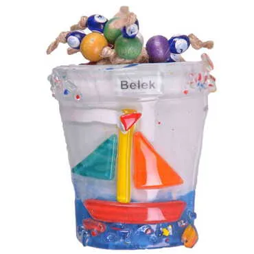 Toptan Belek Temalı Cam Saksi Magnet 13 Boncuk