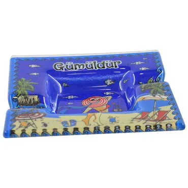 Gumuldur Themed Decorated Glass Ashtray 100X100 Mm - 2