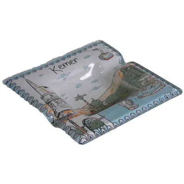 Kemer Themed Decorated Glass Ashtray 100X100 Mm - Standart - 2