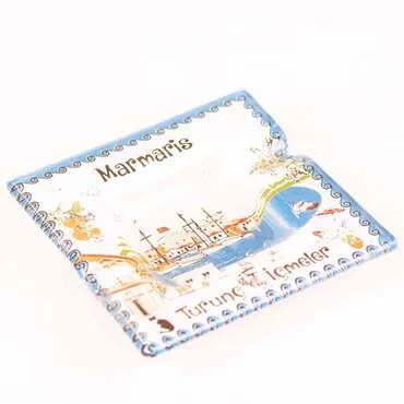 Toptan Marmaris Temalı Dekorlu Cam Küllük 100X100 mm - 2