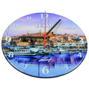 Toptan Çeşme Temalı Myros Yuvarlak Saat 20 cm - 2