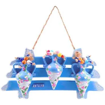 Customazible Marine Themed Corded Ceramic Pot Wall Hanging Set 3 Pcs