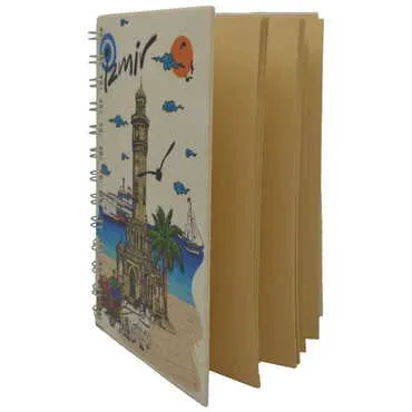 Toptan İzmir Temalı Ahşap Kapaklı Defter 120x170 mm - 2