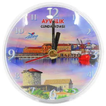 Toptan Ayvalık Temalı Myros Plastik Saat Magnet