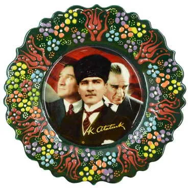 Ataturk Themed Turkish Ceramic Plate With Epoxy 18 Cm