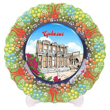 Museum Themed Turkish Ceramic Plate With Epoxy 18 Cm