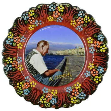 Ataturk Themed Turkish Ceramic Plate With Epoxy 25 Cm