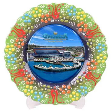 Hotel Themed Turkish Ceramic Plate With Epoxy 25 Cm