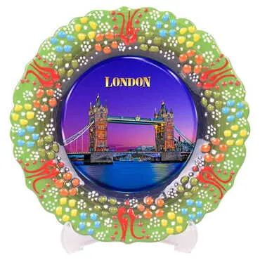 City Themed Turkish Ceramic Plate With Epoxy 30 Cm - 2