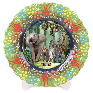 Zoo Themed Turkish Ceramic Plate With Epoxy 30 Cm