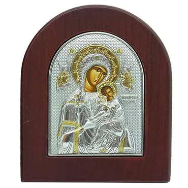 Wooden Base Silver Unspoilt Serigraphy Gold Icon 85X100 mm