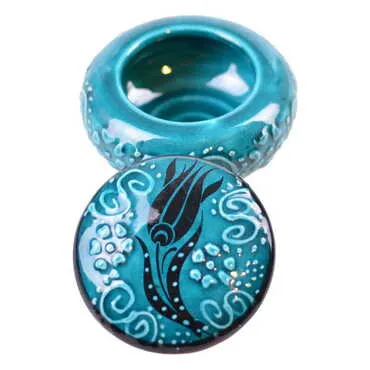 Turkish Ceramic Round Jewelry Box Small Size - Standart - 3