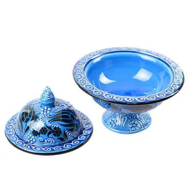 Turkish Ceramic Candy Dish With Stand 15 Cm - 2