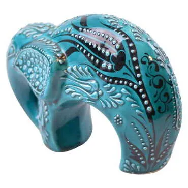 Turkish Ceramic Hand Painted Elephant Figurine Big Size - CMH302(2) - 2