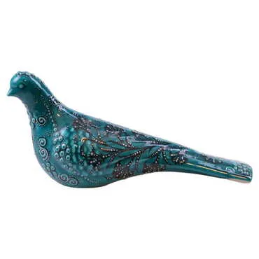 Turkish Ceramic Turquoise Pigeon Figurine - Standart - 3