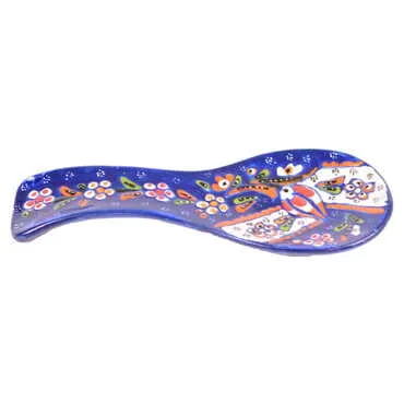 Turkish Ceramic Engraved Relief Spoon Rest - 2