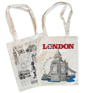 London Themed Customised One Colour Shopping Tote Bag 450x350 mm