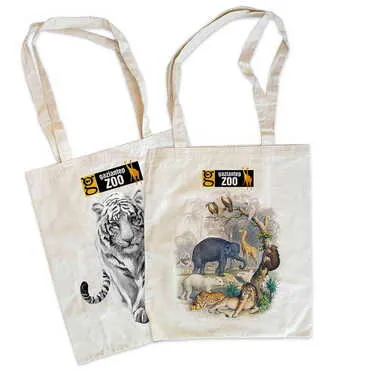 Zoo Themed Customised One Colour Shopping Tote Bag 450x350 mm