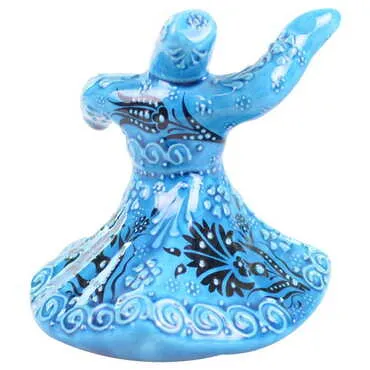 Turkish Ceramic Whirling Dervish Turquoise Figurine Small Size - Standart - 2