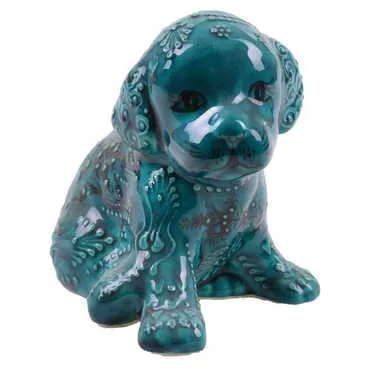 Turkish Ceramic Turquoise Dog Figurine