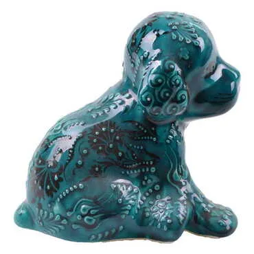 Turkish Ceramic Turquoise Dog Figurine - 2