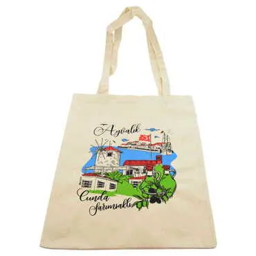 Ayvalik Themed Customised Colorful Shopping Tote Bag 450x350 mm - Standart - 2
