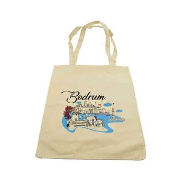 Bodrum Themed Customised Colorful Shopping Tote Bag 450x350 mm